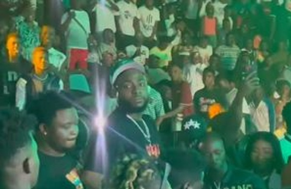 Davido was spotted at the Bukom Boxing Arena