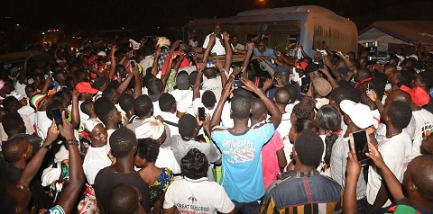 NDC supporters welcome Vice President Kwesi Amissah-Arthur at Aboso