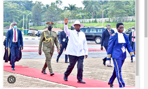 President Museveni arrives for State-of-the-Nation Address at Kololo Ceremonial Grounds in Kampala