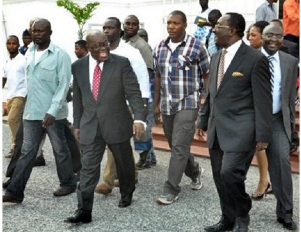 President Nana Addo Dankwa Akufo-Addo walking with Agric Minister, Dr. Owusu Afriyie Akoto