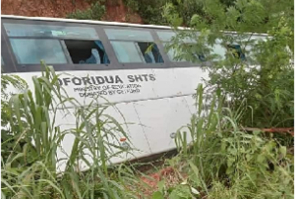 The bus crashed on a sharp curve on the Aseseeso to Somanya road in the Eastern Region