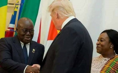 President Nana Addo Dankwa Akufo-Addo in a handshake with US President Trump