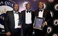 Some officials of Fidelity Bank Ghana with the awards