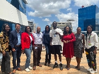 Black Sherif with some staff and executives of Vodafone Ghana
