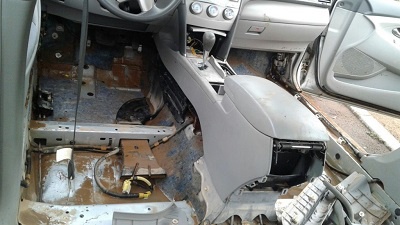 Michael Kwadwo Ntim's damaged car