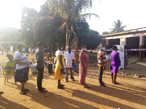 Voters at the Nouvell School Complex polling station in Ashaiman Middle East