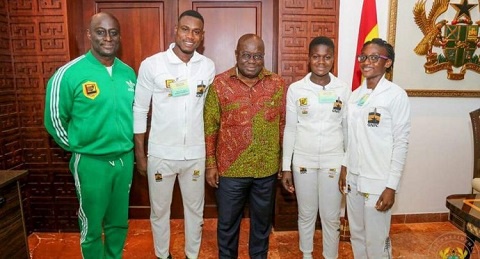 President with Decks Brobby and some athletes