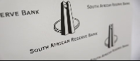 A view shows the logo of South Africa's central reserve bank