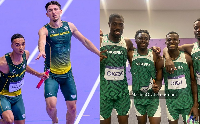 South Africa relay team (L)  and Nigeria relay team (R)