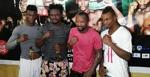 Agbeko (3rdL) with Patrick Alottey (L) Bastir Samir and Ashie in a pose after the work out