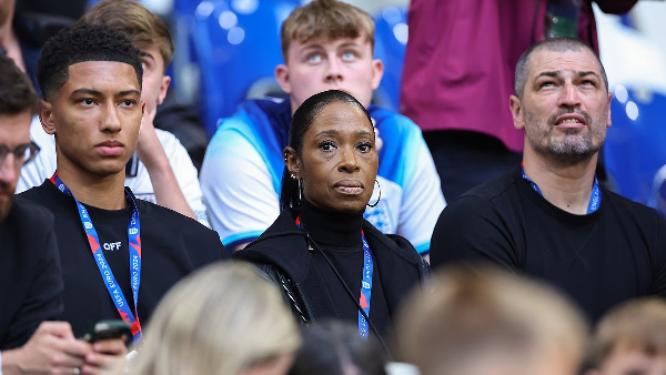 Jobe Bellingham (L), Denise (M) and Mark (R) at the Signal Iduna Park