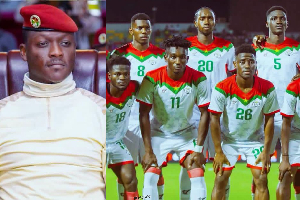 Ibrahim Traoré (L) and the Burkina Faso national team (R)