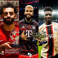 L-R: Mohammed Salah, Eric Choupo-Moting and Mohammed Kudus
