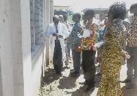 Dr William Gudu (left) and other doctors touring the Bongo Hospital with some dignitaries