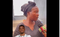 Mother-in-law of Calistus Amoah with the slain officer in an inset