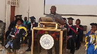 Rev. Christian Adu Boakye speaking at the matriculation of CSUC