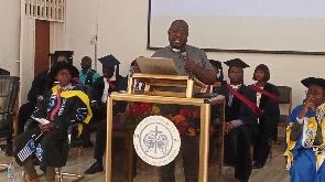 Rev. Christian Adu Boakye speaking at the matriculation of CSUC