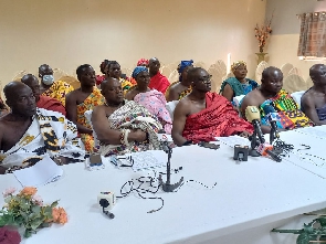 Nana Akwanzi Abraba IV (in red cloth) endorsed as acting president for Ahanta Traditional Council