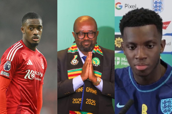 L-R: Callum Hudson-Odoi, Kurt Okraku and Eddie Nketiah