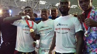 Commey with his team after the fight
