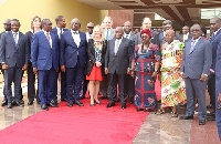 President Akufo-Addo with officials from ExxonMobil and GNPC