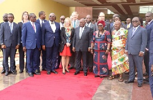 President Akufo-Addo with officials from ExxonMobil and GNPC
