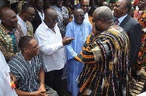 President Mahama exchanging pleasantries with Nana Akuffo Addo