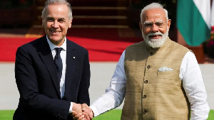 Carney (left) and Modi pledged to increase co-operation in a range of areas.