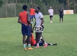 Mubarak Wakaso (in white and black attire) was angry following a tackle