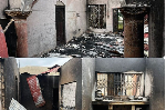 Photo collage of some parts of the burnt building