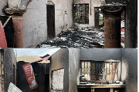 Photo collage of some parts of the burnt building