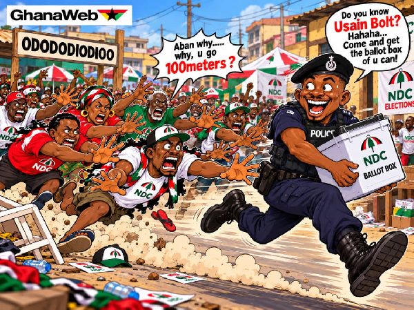 CARTOON: Violence erupts at NDC elections as police officer runs away ...