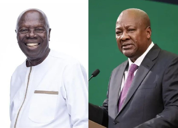 Economist, Dr Ishmael Yamson (L) and President John Dramani Mahama (R)