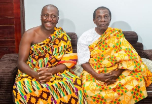 Alexander Kwamena Afenyo-Markin in a pose with another after commissioning a library