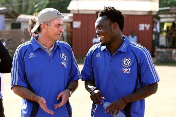 Jose Mourinho and Michael Essein when the manager visited Accra