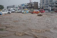 Floods submerged the road leaving drivers stranded
