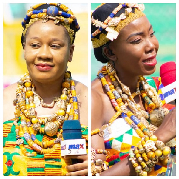 Nafisa Fatal and Esther Abankwa rocked kente to the Kumasi Sports Stadium