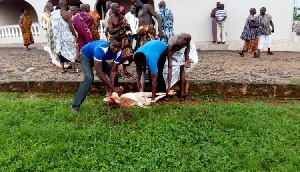 A sheep was slaughtered to mark the end of hostilities