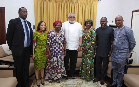 The Rawlingses in a group photograph with Dr. Nkosazana Dlamini-Zuma