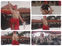 The albino man caused a stir at the Manhyia Palace after giving a stunning performence