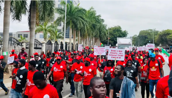 African trade unions, youth groups and odas for Ghana demonstrate for debt cancellation and trade justice