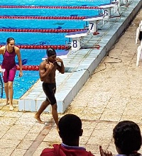 A photo of Ghanaian swimmers training