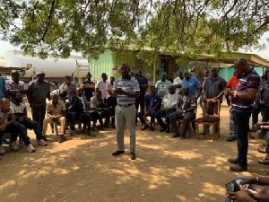 Leadership of the National Premix Fuel Secretariat with members of the Ghana Tanker Drivers Union