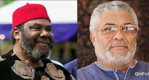 Nigerian actor Pete Edochie (L) say he would like to visit the grave of late Jerry John Rawlings (R)