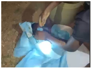 The newborn baby who was retrieved from the public latrine being cleaned