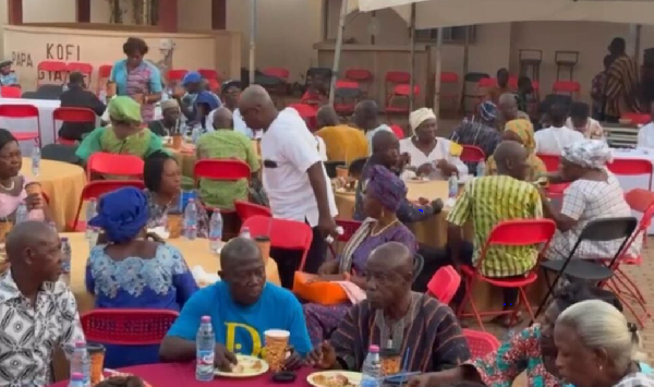 Some senior citizens enjoying their meal at the party