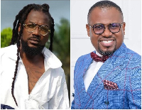Dancehall musician Samini (L) and deputy CEO of GTA Abeiku Santana (R)