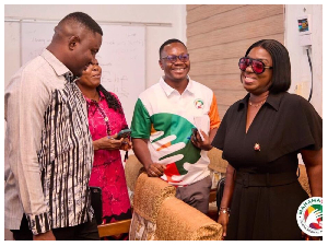 Adjoa Obuobia Darko-Opoku (R) with some of the officials at KATH