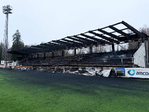 Finnish club FC Haka had one of their stands burnt to the ground after suffering relegation
