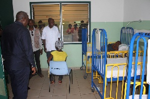 President Mahama inspecting the facilities at the hospital